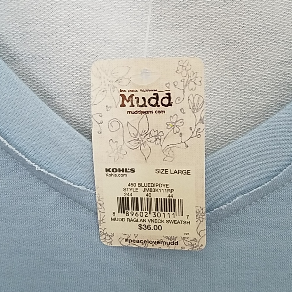 Mudd Dip Dye Ombre Blue Pullover Size Large - Picture 4 of 7